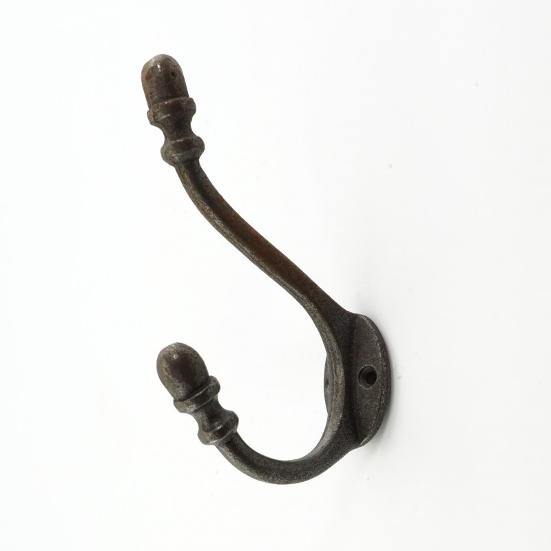 Pair of Rustic Cast Iron Double Hooks, Pair of Cast Iron Coat Hooks, Dark  Brown Cast Iron Hooks -  UK